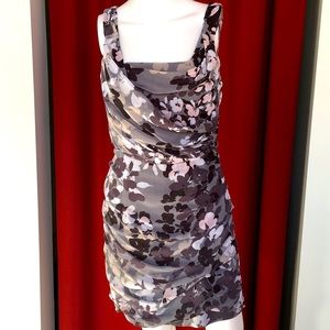 Express ruched gray floral dress